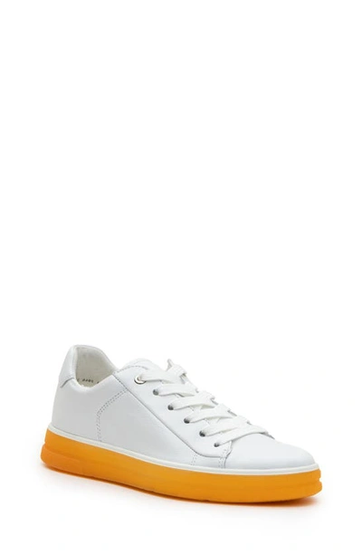 Ara Forsyth Sneaker In White Cervocalf W/ Orange Sole