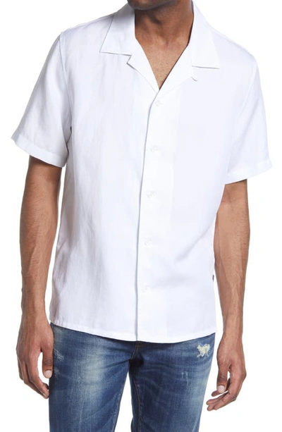 John Varvatos Danny Solid Short Sleeve Button-up Camp Shirt In White
