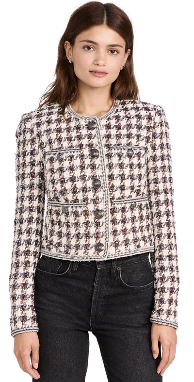 Veronica Beard Citrane Houndstooth Cotton-blend Tweed Jacket In Multi