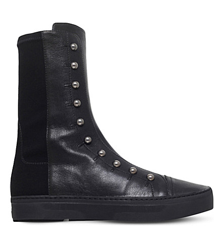 Stuart Weitzman Boxer Leather Combat Boots In Black | ModeSens