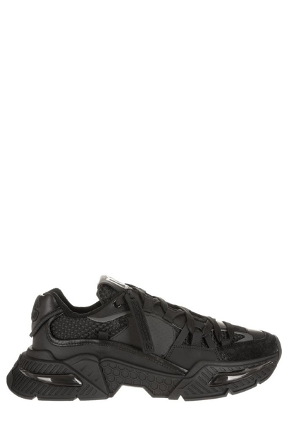 Dolce & Gabbana Airmaster Black Panelled Mesh Sneakers In Black_graphite