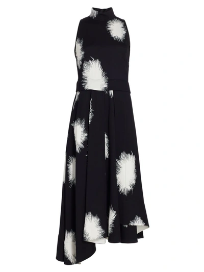Proenza Schouler Feather Dot Sleeveless Jersey Midi Dress In Black/white Multi