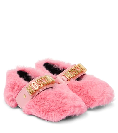 Moschino Logo-plaque Ballerina Shoes In Pink