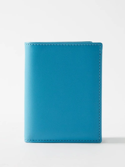 Comme Des Garçons Bi-fold Leather Wallet In Blue