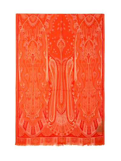 Etro Ornamental-print Scarf In Orange