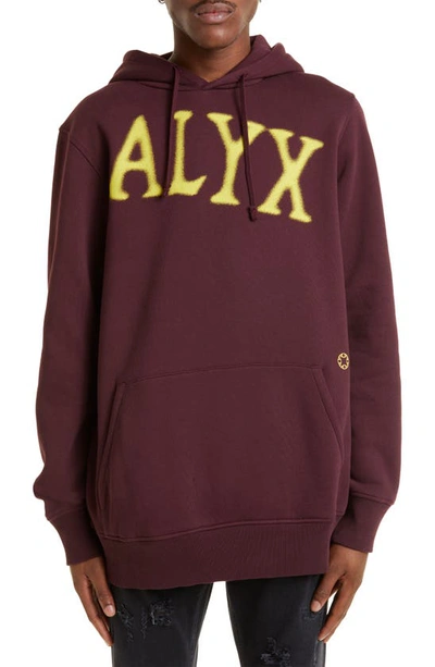 Alyx Logo-print Long-sleeved Hoodie In Wine