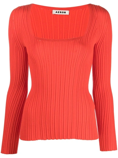 Aeron Finesse Ribbed-knit Jumper In Red