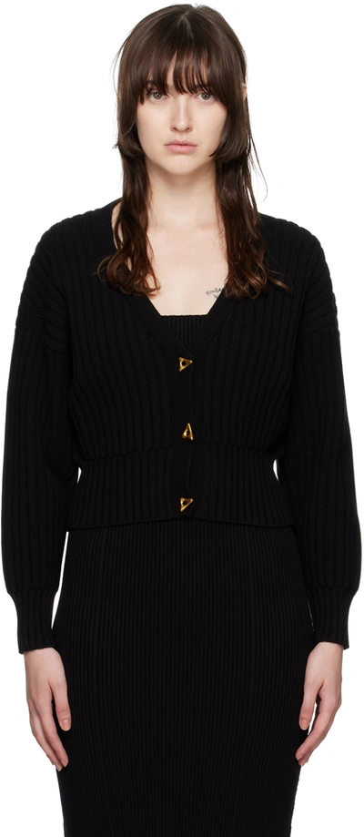 Aeron Button-front Ribbed Cardigan In Black