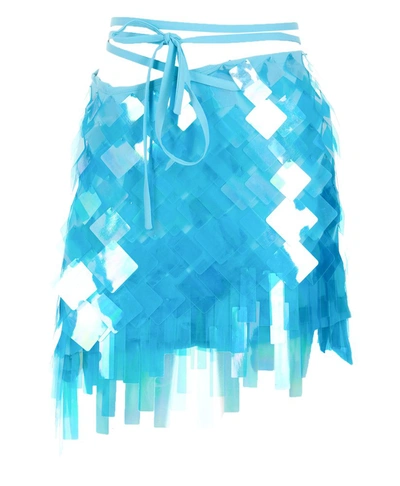 Attico Blue Mini Skirt With Geometric Sequins