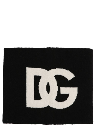 Dolce & Gabbana Logo Cashmere Neck Gaiter In Black
