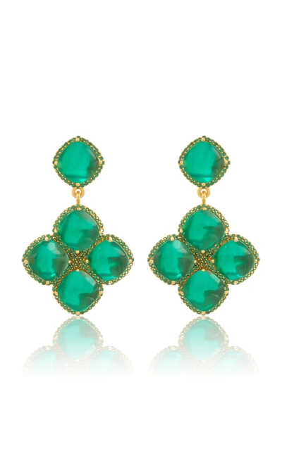 Valére Women's Cecilia 24k Gold-plated Emerald Quartz & Crystal Earrings In Green