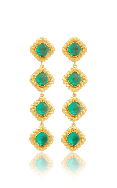 Valére Women's Annabella 24k Gold-plated Emerald Quartz Earrings In Green