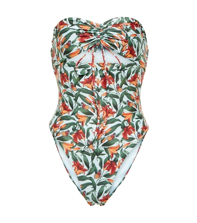 Agua By Agua Bendita Monarca Monarca Cutout Floral-print Recycled Halterneck Swimsuit In Multi