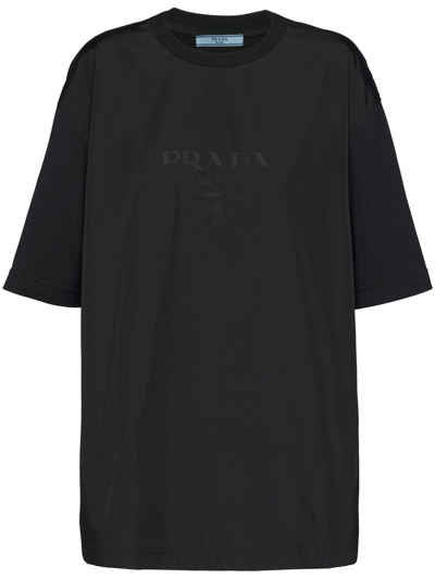 Prada Logo印花t恤 In Black