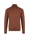 Roberto Collina Turtleneck Sweater In Brown Wool
