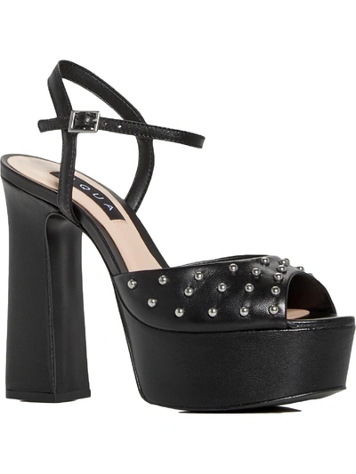 Aqua Cullen Womens Leather Ankle Strap Platform Sandals In Black