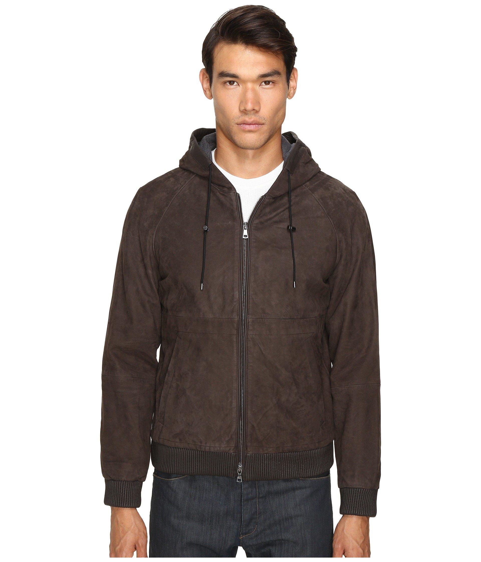 vince leather hoodie