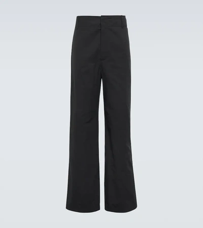 Bottega Veneta Rivet-detail Relaxed-fit Wide Cotton-blend Trousers In Black