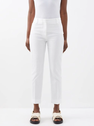 Weekend Max Mara Pressed Pleat Cropped Pants In White