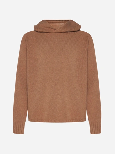 Ma'ry'ya Wool And Cashmere Hoodie In Camel