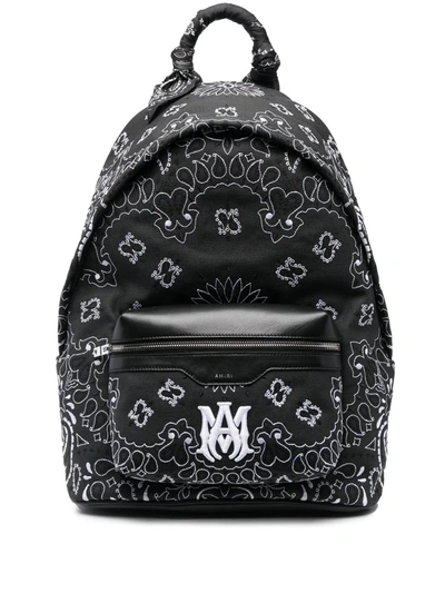 Amiri Paisley-embroidered Canvas Backpack In Black
