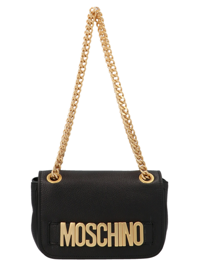 Moschino Lettering Logo Crossbody Bag In Black