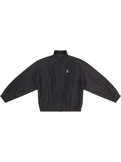 Balenciaga Logo-print Zipped Track Jacket In Black