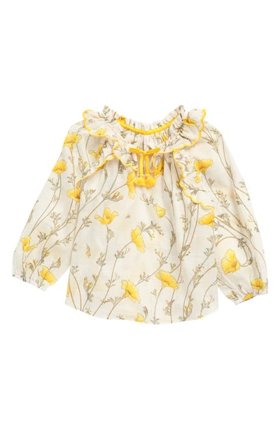 Zimmermann Kids' Jeannie Floral Cotton Top In Yellow Poppy