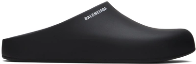 Balenciaga Black Logo Rubber Closed Sliders
