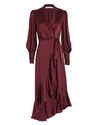 Zimmermann Silk Wrap Midi Dress In Red-drk