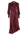 Zimmermann Silk Wrap Midi Dress In Burgundy