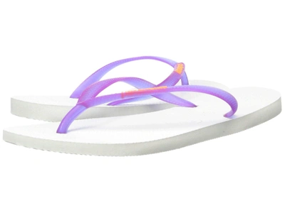 Havaianas Slim Logo Pop-up Flip Flops In White/purple | ModeSens