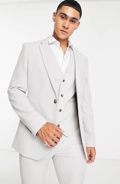 Asos Design Super Skinny Suit Jacket In Ice Grey-gray