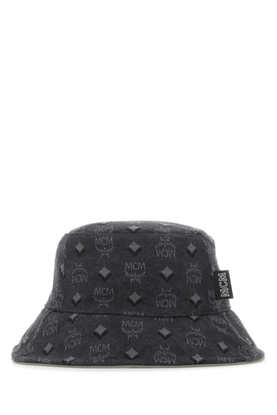 Mcm Monogram-embroidered Bucket Hat In Black