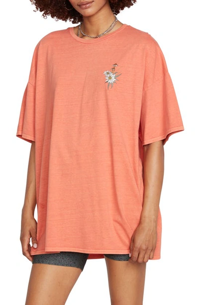 Volcom My Guys Oversized Boyfriend T-shirt In Coral-orange