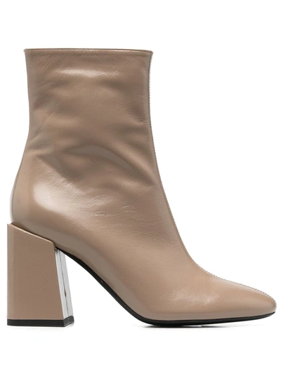 Furla 85mm Block-heel Leather Ankle Boots In Green