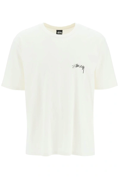 Stussy Pigment Dyed Lettering T Shirt In White
