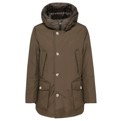 Woolrich Arctic Hooded Down Coat In Green