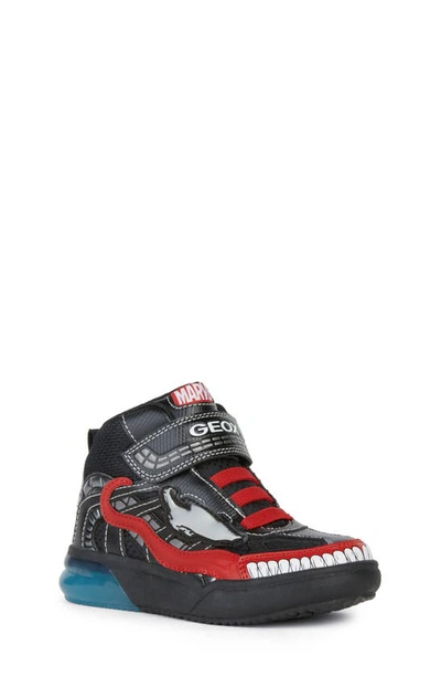 Geox Kids' X Marvel Grayjay High-top Sneakers In Black/ Red