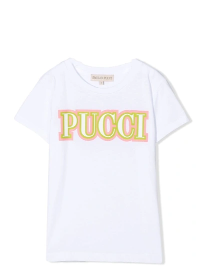 Emilio Pucci Babies' T-shirt With Logo In Avorio