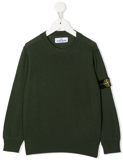 Stone Island Junior Teen Compass-patch Knit Jumper In Blue