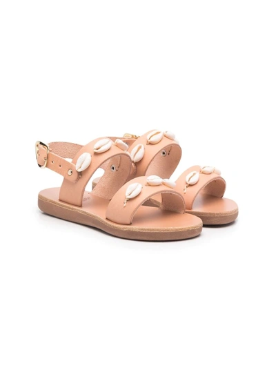 Ancient Greek Sandals Kids' Clio Shell-detail Open-toe Sandals In Neutrals