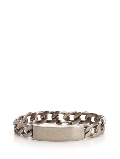 Maison Margiela Id Plaque Curb Chain Bracelet In Silver