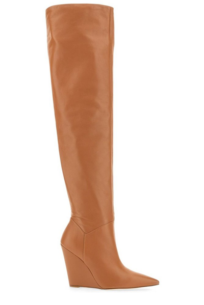 Stuart Weitzman Saloon Leather Wedge Boots In Multicolour