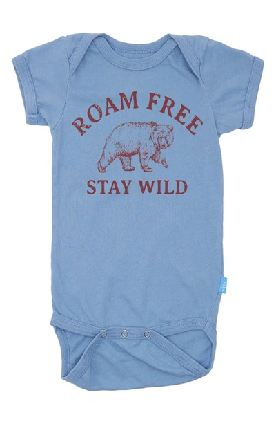 Feather 4 Arrow Babies' Nature Lover Cotton Graphic Bodysuit In Washed Indigo