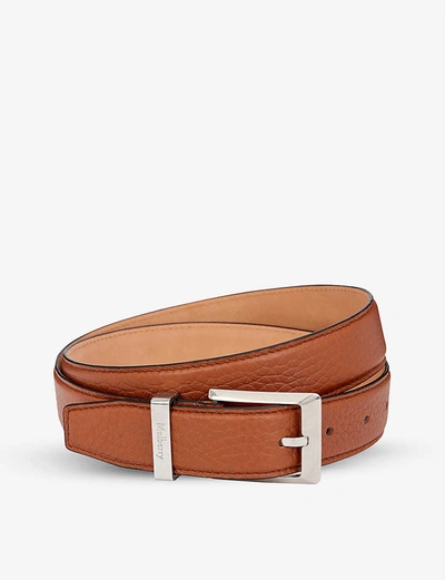 Mulberry Formal Brand-engraved Leather Belt In Chestnut