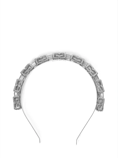 Givenchy G Cube Monogram Brass Headband In Silver