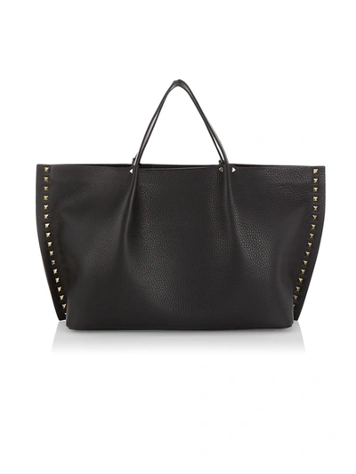 Medium Grainy Calfskin Rockstud Bag for Woman in Black