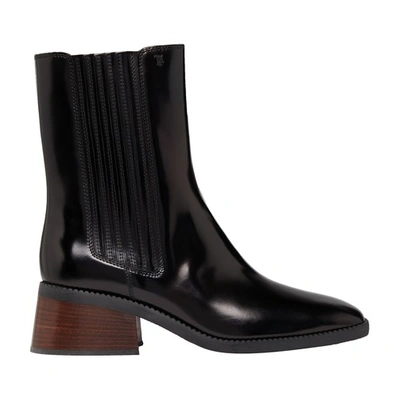 Tod's Leather Chelsea Boots In Nero