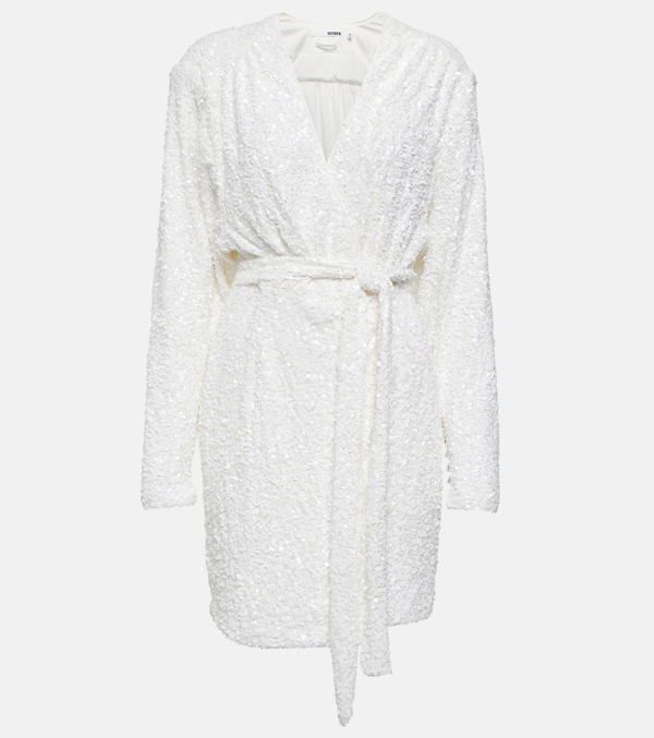 Rotate Birger Christensen White Samantha Sequin Wrap Dress | ModeSens